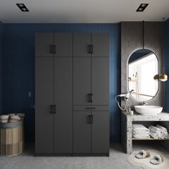 Modena Çamaşır Ve Kurutma Makinesi Dolabı Banyo Dolabı Füme - Ücretsiz Kurulum