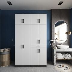 Modena Çamaşır Ve Kurutma Makinesi Dolabı Banyo Dolabı Füme Beyaz- Ücretsiz Kurulum