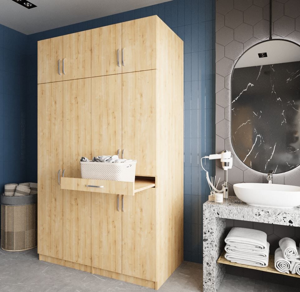 Modena Çamaşır Ve Kurutma Makinesi Dolabı Banyo Dolabı Meşe - Ücretsiz Kurulum