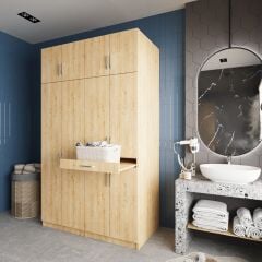 Modena Çamaşır Ve Kurutma Makinesi Dolabı Banyo Dolabı Meşe - Ücretsiz Kurulum