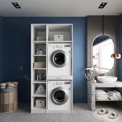 Vita Çamaşır Ve Kurutma Makinesi Dolabı Banyo Dolabı Beyaz- Ücretsiz Kurulum