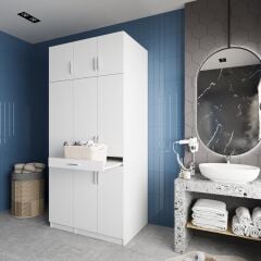 Vita Çamaşır Ve Kurutma Makinesi Dolabı Banyo Dolabı Beyaz- Ücretsiz Kurulum