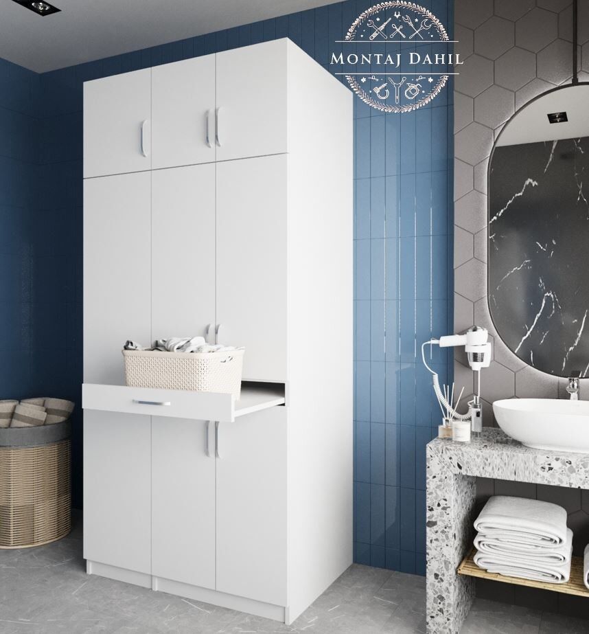 Vita Çamaşır Ve Kurutma Makinesi Dolabı Banyo Dolabı Beyaz- Ücretsiz Kurulum