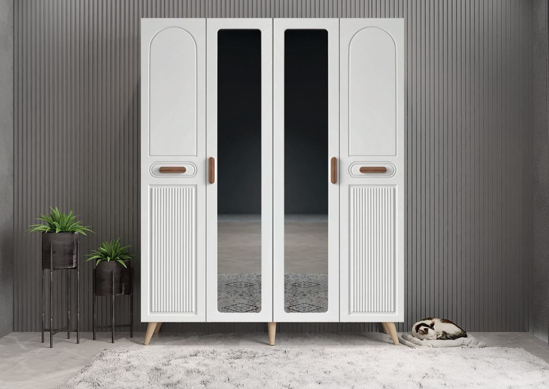 Zenon Membran 4 Kapaklı Portmanto Vestiyer Montaj Dahil - Meşe Beyaz