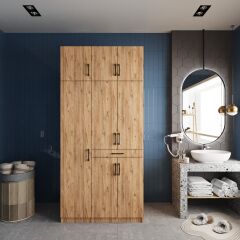 Vita Çamaşır Ve Kurutma Makinesi Dolabı Banyo Dolabı Çam- Ücretsiz Kurulum