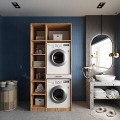 Vita Çamaşır Ve Kurutma Makinesi Dolabı Banyo Dolabı Çam Beyaz - Ücretsiz Kurulum