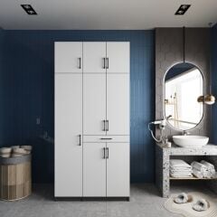 Vita Çamaşır Ve Kurutma Makinesi Dolabı Banyo Dolabı Füme Beyaz - Ücretsiz Kurulum