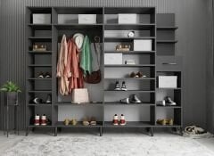 Açelya Portmanto Vestiyer Füme- Ücretsiz Kurulum M7