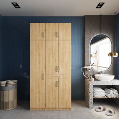 Vita Çamaşır Ve Kurutma Makinesi Dolabı Banyo Dolabı Meşe - Ücretsiz Kurulum