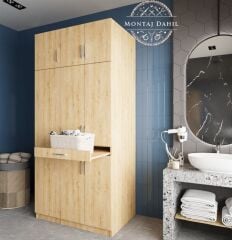 Vita Çamaşır Ve Kurutma Makinesi Dolabı Banyo Dolabı Meşe - Ücretsiz Kurulum