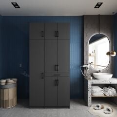 Vita Çamaşır Ve Kurutma Makinesi Dolabı Banyo Dolabı Füme - Ücretsiz Kurulum