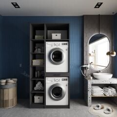 Vita Çamaşır Ve Kurutma Makinesi Dolabı Banyo Dolabı Füme - Ücretsiz Kurulum