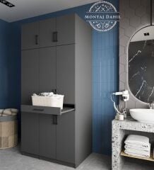 Vita Çamaşır Ve Kurutma Makinesi Dolabı Banyo Dolabı Füme - Ücretsiz Kurulum