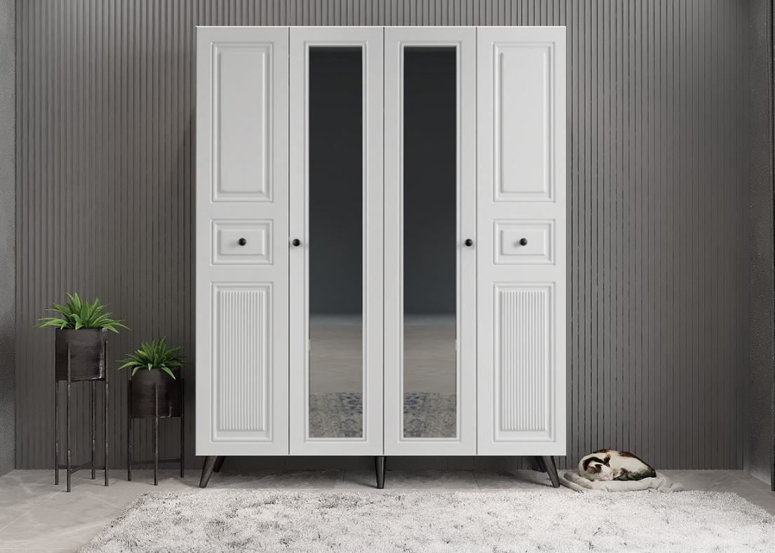 Nossa Membran 4 Kapaklı Portmanto Vestiyer Montaj Dahil - Füme Beyaz