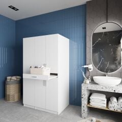 Tina Çamaşır Ve Kurutma Makinesi Dolabı Banyo Dolabı Beyaz- Ücretsiz Kurulum