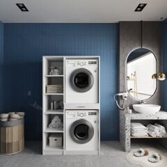 Tina Çamaşır Ve Kurutma Makinesi Dolabı Banyo Dolabı Beyaz- Ücretsiz Kurulum