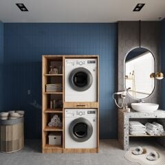 Tina Çamaşır Ve Kurutma Makinesi Dolabı Banyo Dolabı Çam - Ücretsiz Kurulum