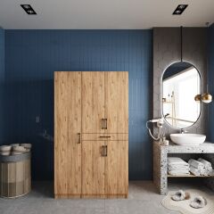 Tina Çamaşır Ve Kurutma Makinesi Dolabı Banyo Dolabı Çam - Ücretsiz Kurulum