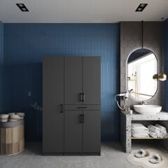 Tina Çamaşır Ve Kurutma Makinesi Dolabı Banyo Dolabı Füme- Ücretsiz Kurulum