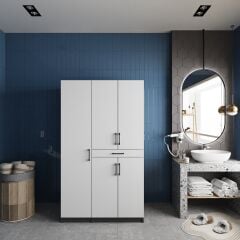 Tina Çamaşır Ve Kurutma Makinesi Dolabı Banyo Dolabı Füme Beyaz- Ücretsiz Kurulum