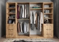 Zeren 6 Kapaklı 6 Çekmeceli Gardırop Dolap Çam Ölçü Seçenekli- Ücretsiz Kurulum