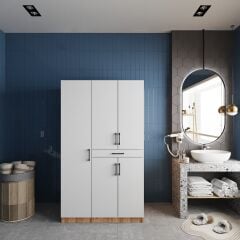 Tina Çamaşır Ve Kurutma Makinesi Dolabı Banyo Dolabı Çam Beyaz- Ücretsiz Kurulum