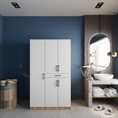 Tina Çamaşır Ve Kurutma Makinesi Dolabı Banyo Dolabı Çam Beyaz- Ücretsiz Kurulum