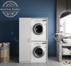 Almera Çamaşır Ve Kurutma Makinesi Dolabı Banyo Dolabı Beyaz- Ücretsiz Kurulum