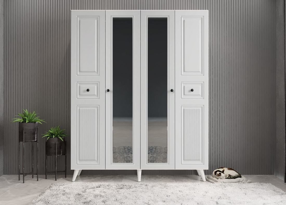 Nossa Membran 4 Kapaklı Portmanto Vestiyer Montaj Dahil - Beyaz