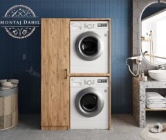 Almera Çamaşır Ve Kurutma Makinesi Dolabı Banyo Dolabı Çam- Ücretsiz Kurulum