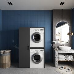 Almera Çamaşır Ve Kurutma Makinesi Dolabı Banyo Dolabı Füme- Ücretsiz Kurulum