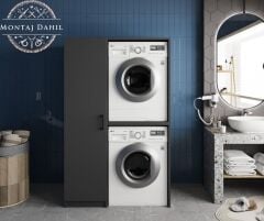 Almera Çamaşır Ve Kurutma Makinesi Dolabı Banyo Dolabı Füme- Ücretsiz Kurulum