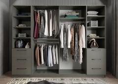 Zeren 6 Kapaklı 6 Çekmeceli Gardırop Dolap Füme Ölçü Seçenekli - Ücretsiz Kurulum