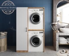Almera Çamaşır Ve Kurutma Makinesi Dolabı Banyo Dolabı Çam Beyaz- Ücretsiz Kurulum