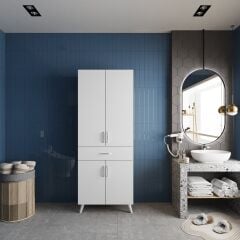 Mavera Çok Amaçlı Dolap Banyo Mutfak Kiler Dolabı Beyaz- Ücretsiz Kurulum