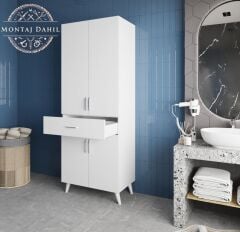 Mavera Çok Amaçlı Dolap Banyo Mutfak Kiler Dolabı Beyaz- Ücretsiz Kurulum
