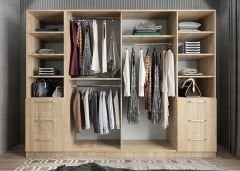 Zeren 6 Kapaklı 6 Çekmeceli Gardırop Dolap Meşe Ölçü Seçenekli- Ücretsiz Kurulum