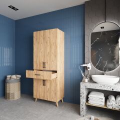 Mavera Çok Amaçlı Dolap Banyo Mutfak Kiler Dolabı Çam- Ücretsiz Kurulum