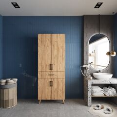 Mavera Çok Amaçlı Dolap Banyo Mutfak Kiler Dolabı Çam- Ücretsiz Kurulum