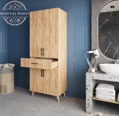 Mavera Çok Amaçlı Dolap Banyo Mutfak Kiler Dolabı Çam- Ücretsiz Kurulum