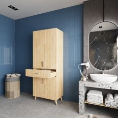 Mavera Çok Amaçlı Dolap Banyo Mutfak Kiler Dolabı Meşe - Ücretsiz Kurulum