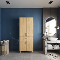 Mavera Çok Amaçlı Dolap Banyo Mutfak Kiler Dolabı Meşe - Ücretsiz Kurulum