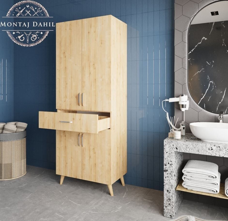 Mavera Çok Amaçlı Dolap Banyo Mutfak Kiler Dolabı Meşe - Ücretsiz Kurulum
