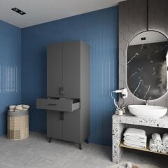 Mavera Çok Amaçlı Dolap Banyo Mutfak Kiler Dolabı Füme - Ücretsiz Kurulum