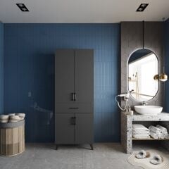 Mavera Çok Amaçlı Dolap Banyo Mutfak Kiler Dolabı Füme - Ücretsiz Kurulum