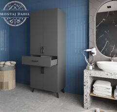 Mavera Çok Amaçlı Dolap Banyo Mutfak Kiler Dolabı Füme - Ücretsiz Kurulum