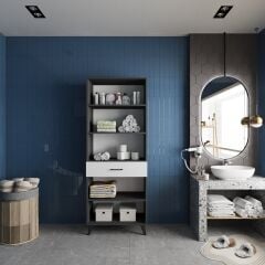 Mavera Çok Amaçlı Dolap Banyo Mutfak Kiler Dolabı Füme Beyaz - Ücretsiz Kurulum