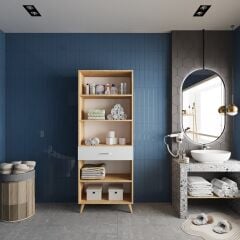 Mavera Çok Amaçlı Dolap Banyo Mutfak Kiler Dolabı Meşe Beyaz - Ücretsiz Kurulum