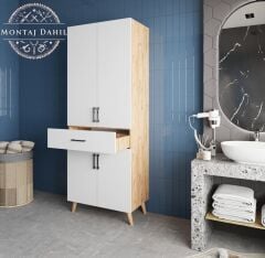 Mavera Çok Amaçlı Dolap Banyo Mutfak Kiler Dolabı Çam Beyaz - Ücretsiz Kurulum