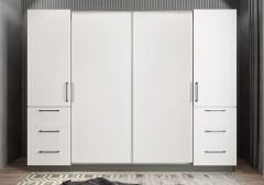 Riga Sürgü Kapaklı 6 Çekmeceli Gardırop Dolap Beyaz Füme Ölçü Seçenekli Ücretsiz Kurulum